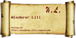 Wiederer Lili névjegykártya